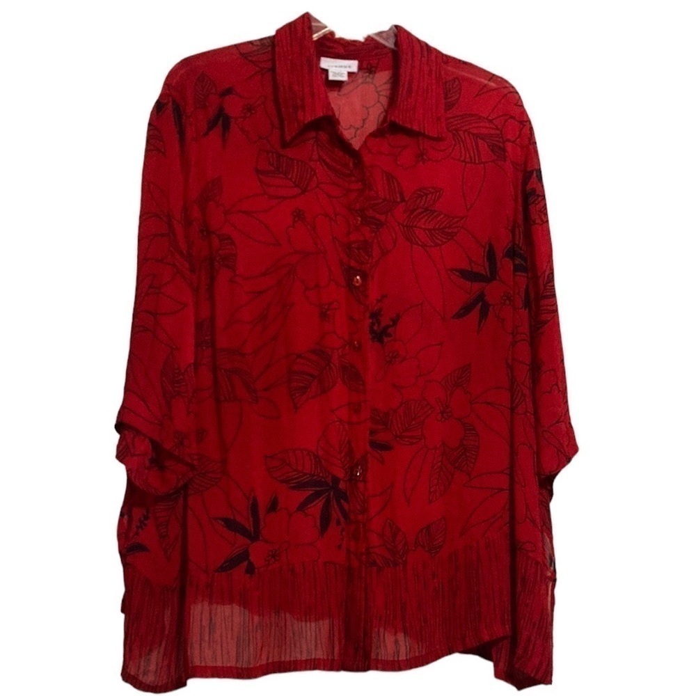 Avenue red and black gauze shirt size 26W